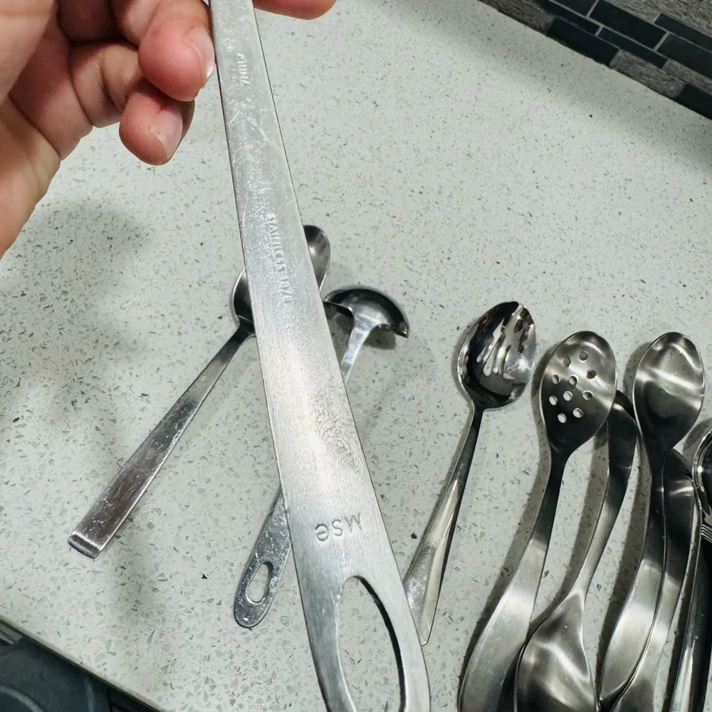 Oneida silverware mix 9 Piece Mixing serving spoons Stainless Steel